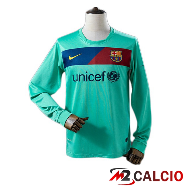 Maglie Calcio FC Barcellona Retro Seconda Manica Lunga Verde 2010-2011 Maglie Calcio FC Barcellona Retro Seconda Manica Lunga Verde 2010-2011