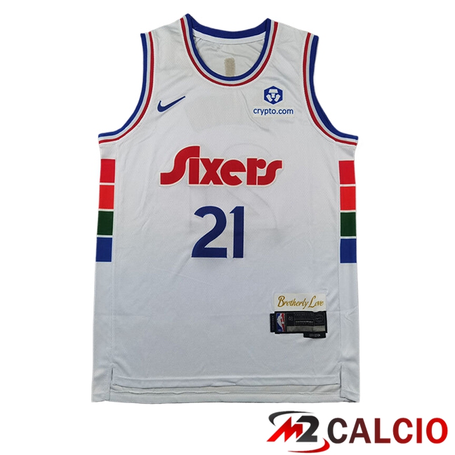 Maglie Philadelphia 76ers (EMBIID #21) 2024/2025 Bianco Maglie Philadelphia 76ers (EMBIID #21) 2024/2025 Bianco