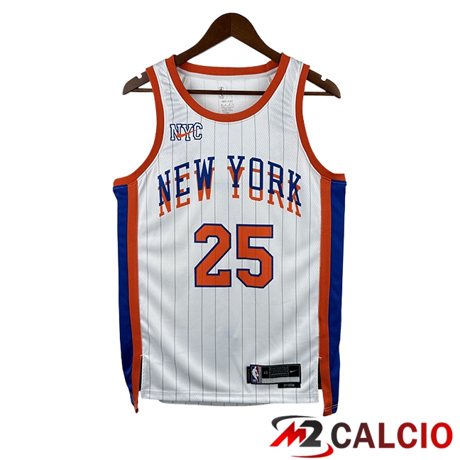 Maglie New York Knicks (BRIDGES #25) 2024/2025 Bianco/Arancia - MD.2 Maglie New York Knicks (BRIDGES #25) 2024/2025 Bianco/Arancia - MD.2