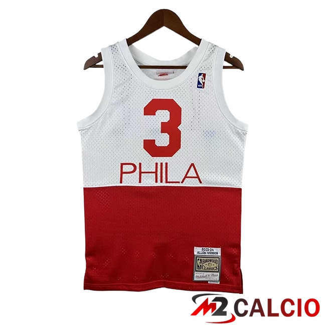 Maglie Philadelphia 76ers (IVERSON #3) 2023/2024 Bianco/Rosso Maglie Philadelphia 76ers (IVERSON #3) 2023/2024 Bianco/Rosso