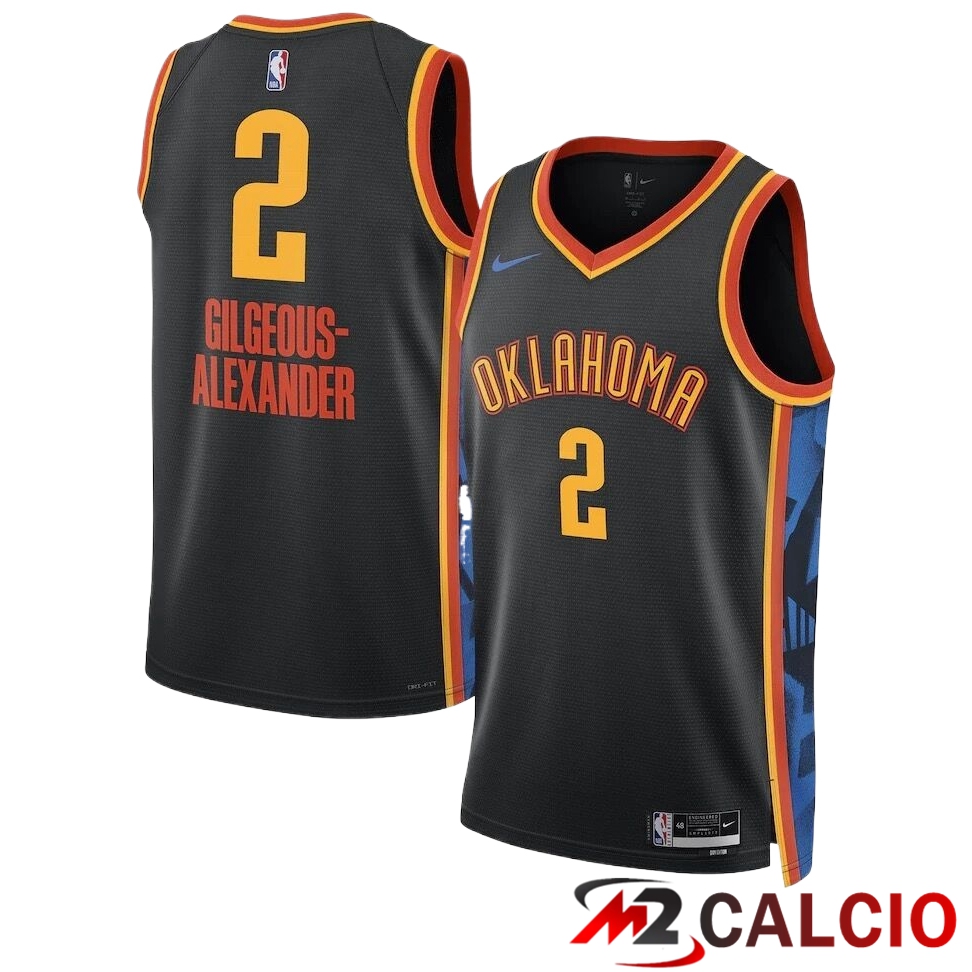 Maglie Oklahoma City Thunder (GILGEOUS-ALEXANDER #2) 2024/2025 Nero/Arancia/Blu Maglie Oklahoma City Thunder (GILGEOUS-ALEXANDER #2) 2024/2025 Nero/Arancia/Blu