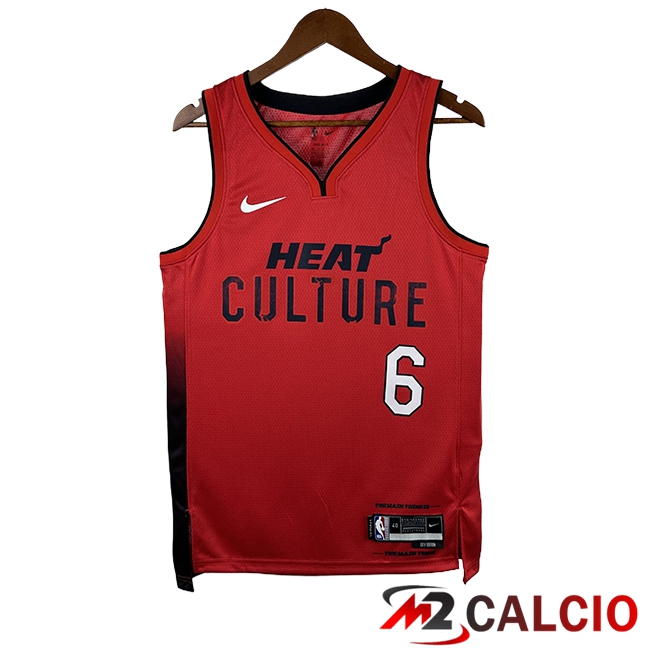 Maglie Miami Heat (JAMES #6) 2024/2025 Rosso/Nero Maglie Miami Heat (JAMES #6) 2024/2025 Rosso/Nero