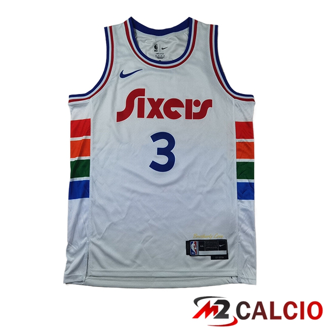 Maglie Philadelphia 76ers (IVERSON #3) 2024/2025 Bianco - MD.2 Maglie Philadelphia 76ers (IVERSON #3) 2024/2025 Bianco - MD.2