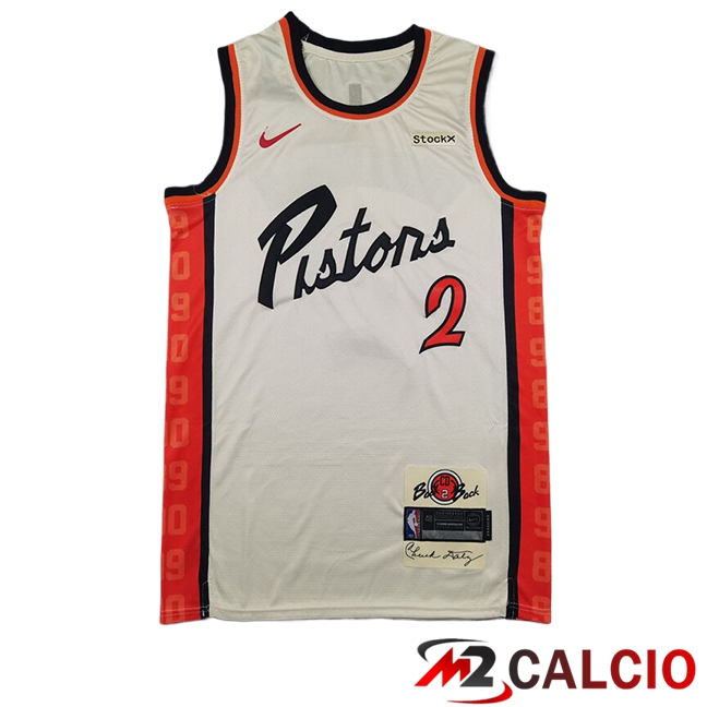 Maglie Detroit Pistons (CUNNINGHAM #2) 2025/2026 Beige/Arancia/Nero Maglie Detroit Pistons (CUNNINGHAM #2) 2025/2026 Beige/Arancia/Nero