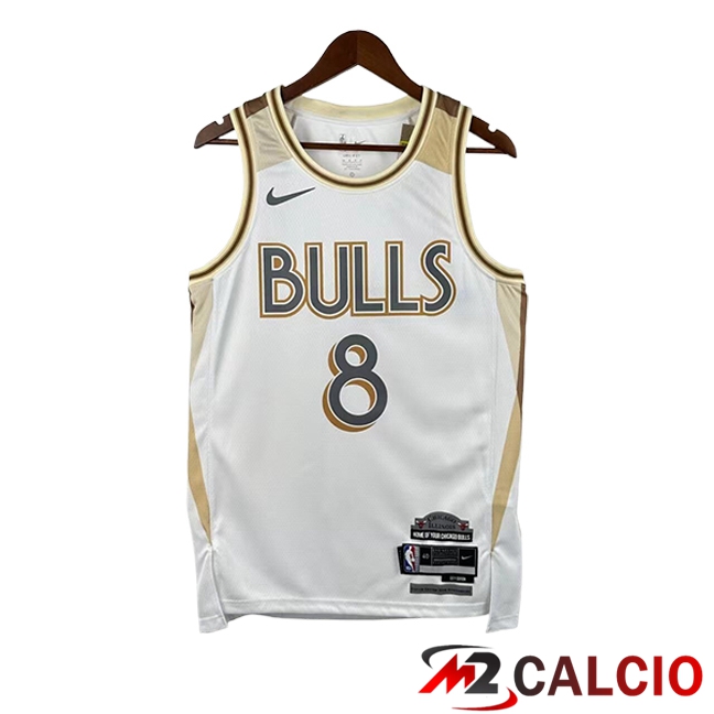 Maglie Chicago Bulls (LAVINE #8) 2025/2026 Bianco/Giallo Maglie Chicago Bulls (LAVINE #8) 2025/2026 Bianco/Giallo