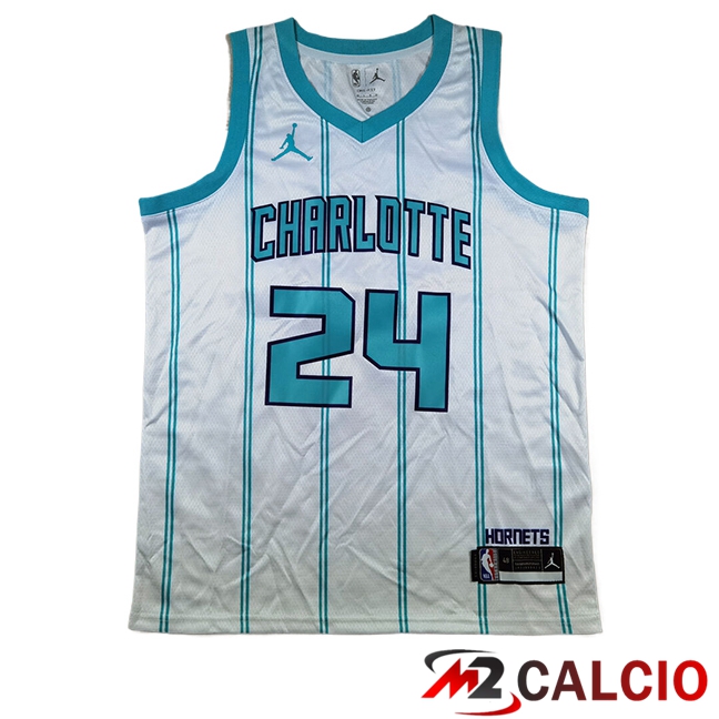 Maglie Charlotte Hornets (MILLER #24) 2025/2026 Bianco/Blu Maglie Charlotte Hornets (MILLER #24) 2025/2026 Bianco/Blu