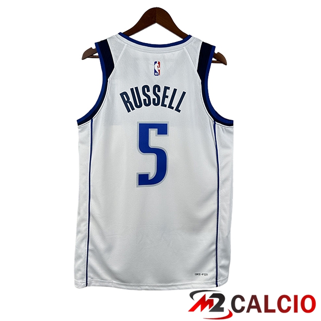 Maglie Dallas Mavericks (RUSSELL #5) 2025/2026 Bianco/Blu/Nero Maglie Dallas Mavericks (RUSSELL #5) 2025/2026 Bianco/Blu/Nero