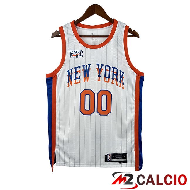 Maglie New York Knicks (CLARKSON #00) 2025/2026 Bianco/Arancia/Blu Maglie New York Knicks (CLARKSON #00) 2025/2026 Bianco/Arancia/Blu