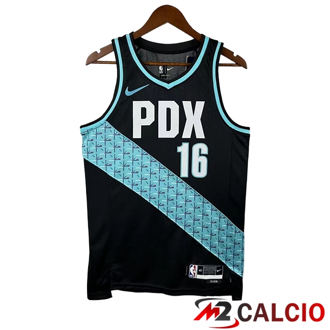 Maglie Portland Trail Blazers (YANG #16) 2025/2026 Nero/Blu Maglie Portland Trail Blazers (YANG #16) 2025/2026 Nero/Blu