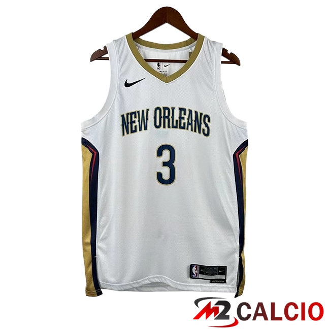 Maglie New Orleans Pelicans (POOLE #3) 2025/2026 Bianco/Giallo Maglie New Orleans Pelicans (POOLE #3) 2025/2026 Bianco/Giallo