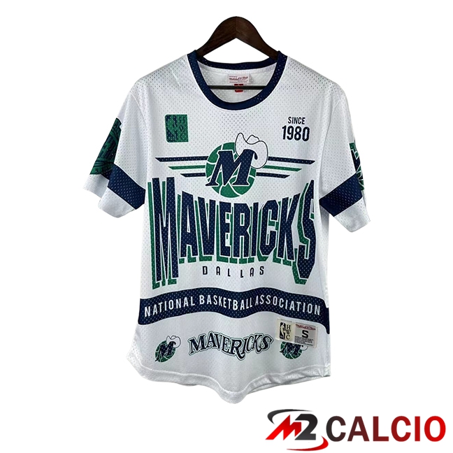 Maglie Dallas Mavericks Retro 2025/2026 Bianco/Blu/Verde Maglie Dallas Mavericks Retro 2025/2026 Bianco/Blu/Verde