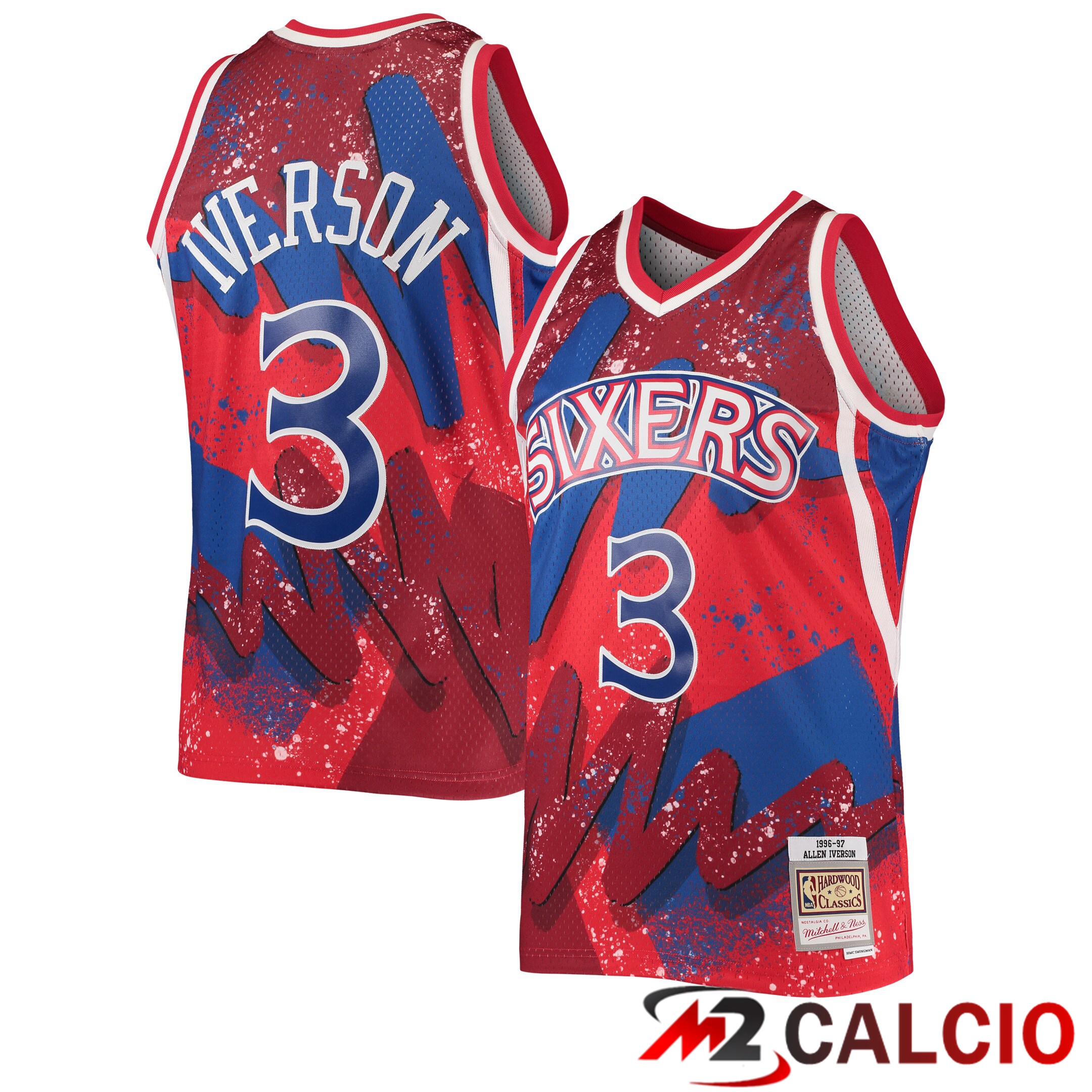 Maglie Mitchell & Ness Allen Iverson Philadelphia 76ers Hardwood Classics 1996/97 Hyper Hoops Swingman Da Uomo Maglie Mitchell & Ness Allen Iverson Philadelphia 76ers Hardwood Classics 1996/97 Hyper Hoops Swingman Da Uomo