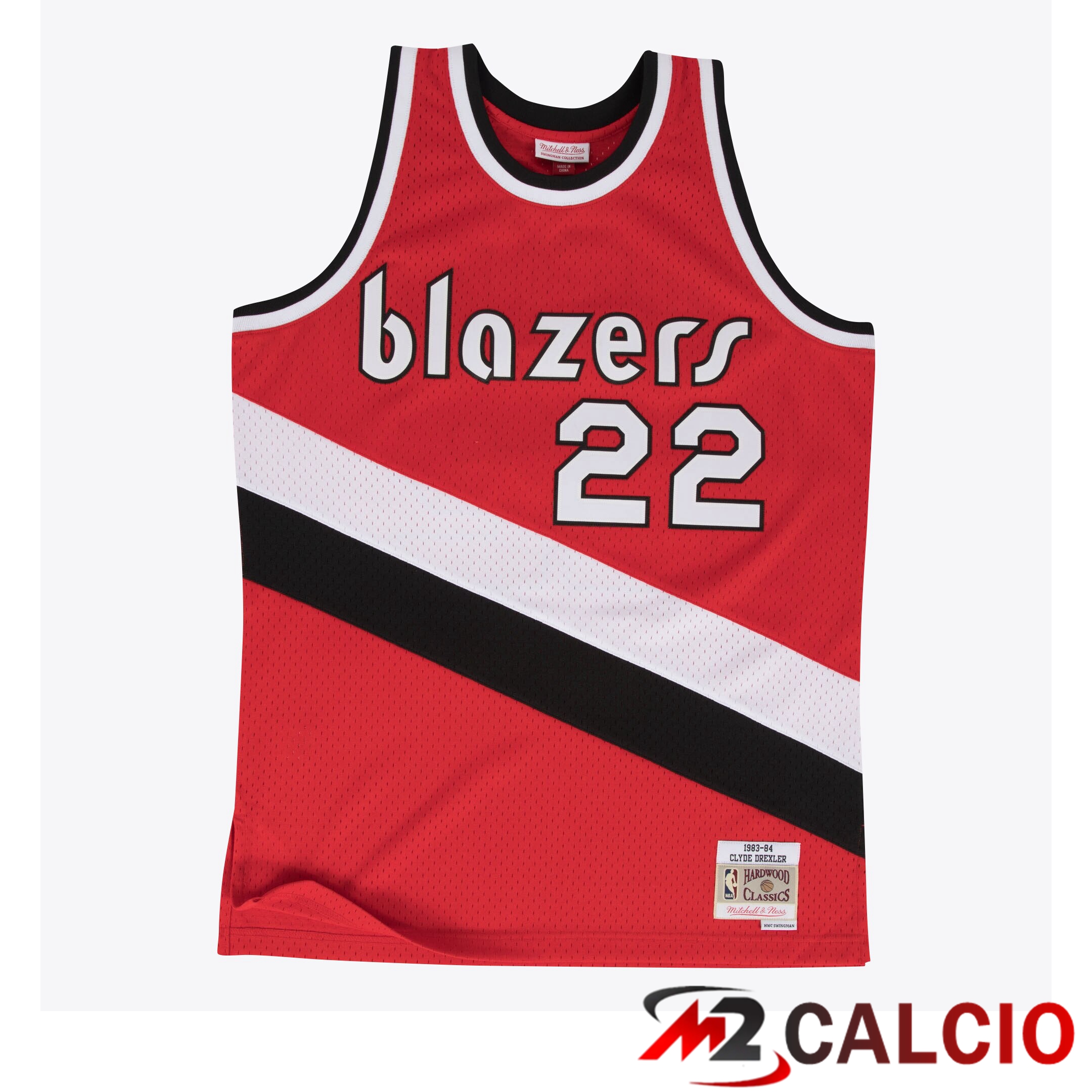 Maglie Portland Trail Blazers Clyde Drexler 1983 Hardwood Classics Road Swingman Di Mitchell & Ness - Scarlett - Uomo Maglie Portland Trail Blazers Clyde Drexler 1983 Hardwood Classics Road Swingman Di Mitchell & Ness - Scarlett - Uomo