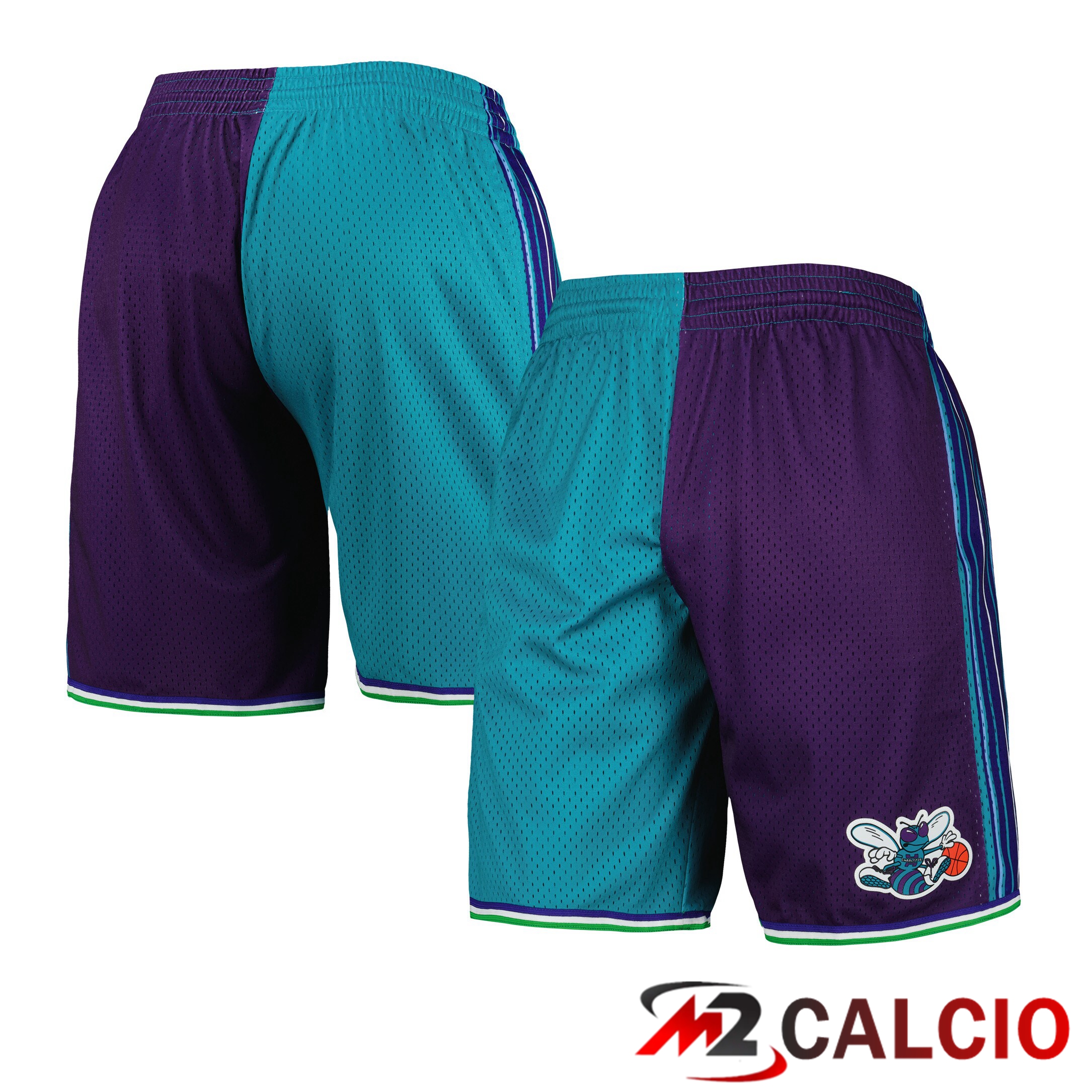 Pantaloncini Swingman Divisi Mitchell & Ness Teal/Viola Charlotte Hornets Hardwood Classics 1999 Da Uomo