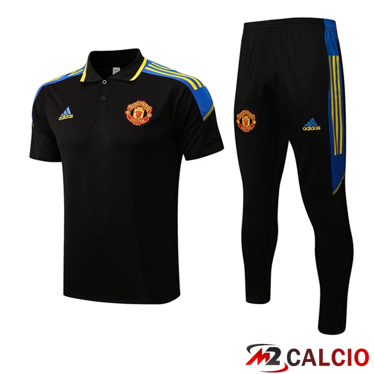 Kit Maglia Polo Manchester United + Pantaloni Nero 2021/2022