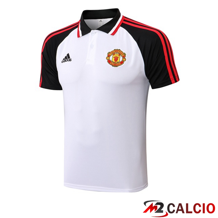 Maglia Polo Manchester United Bianco Nero 2021/2022
