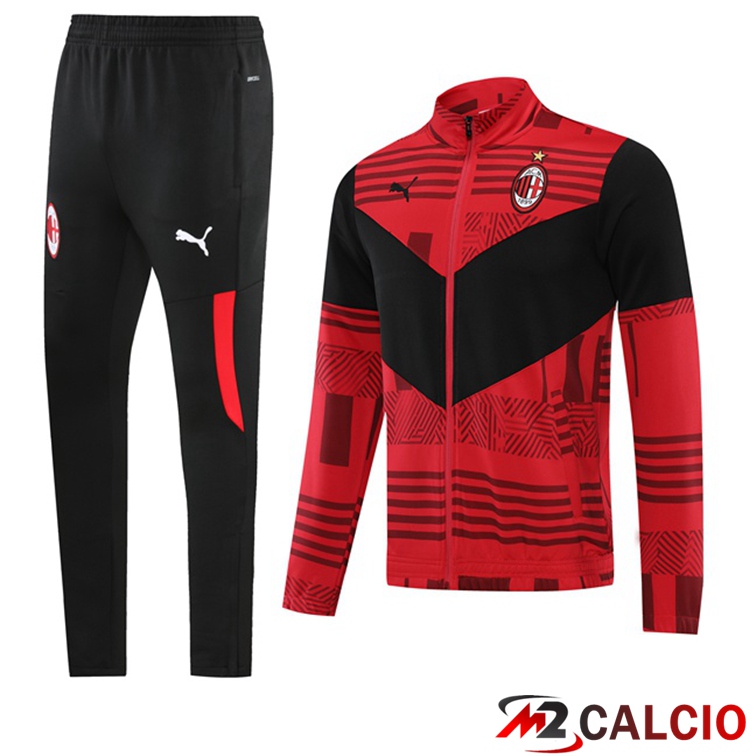 Insieme Tuta Calcio - Giacca AC Milan Rosso Nero 2022/2023