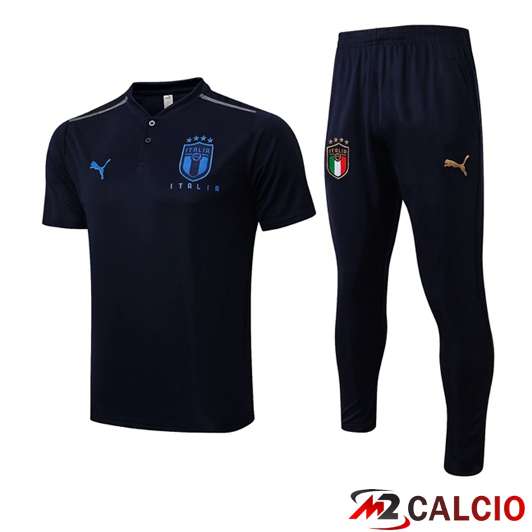 Insieme T Shirt Allenamento Italie + Pantaloni Blu Royal 2022/2023