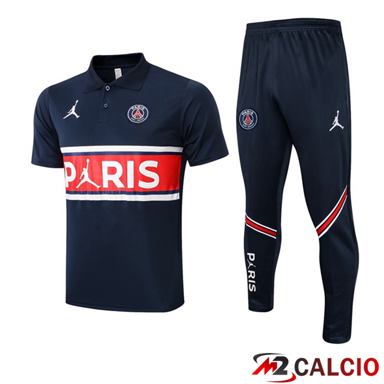 Kit Maglia Polo JORDAN Paris PSG + Pantaloni Blu Royal 2021/2022