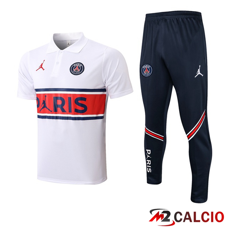 Kit Maglia Polo JORDAN Paris PSG + Pantaloni Bianco 2021/2022