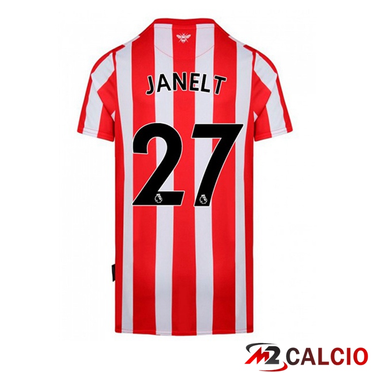 Maglie Calcio Brentford FC (JANELT 27) Prima Rosso Bianco 2022/2023