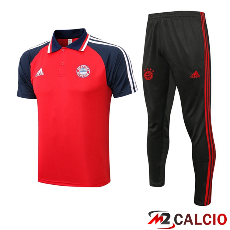 Bayern Monaco Polo Maglia Uomo + Pantaloni Rosso 2021/2022