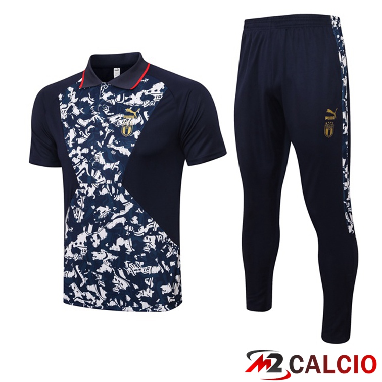 Italia Polo Maglia Uomo + Pantaloni Blu Nero 2021/2022