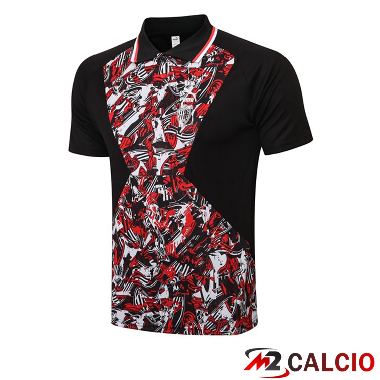 AC Milan Polo Maglia Uomo Nero Rosso 2021/2022