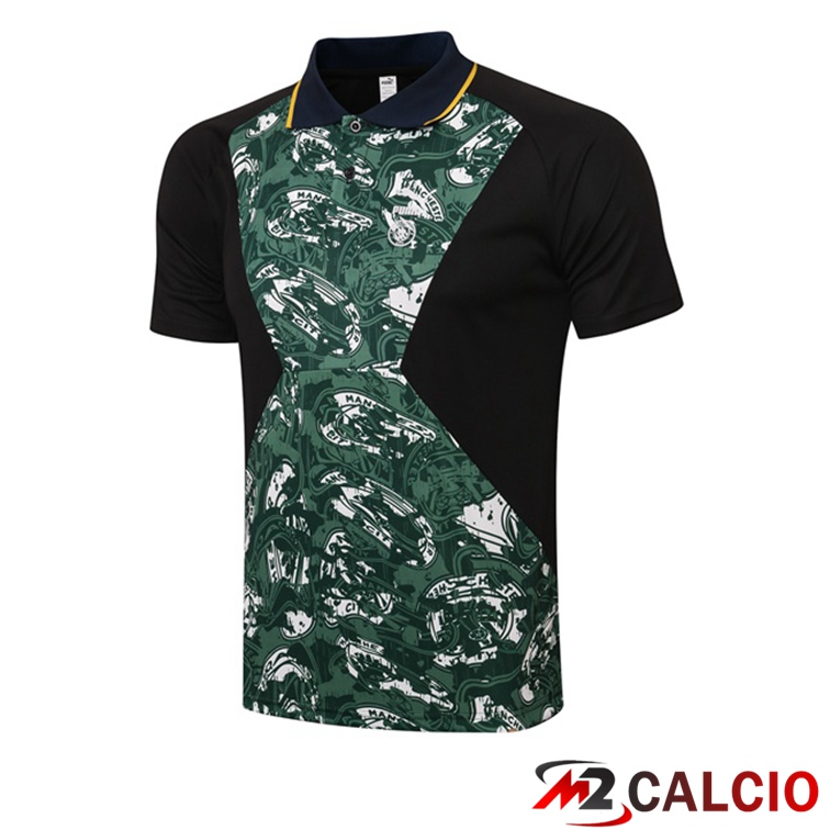 Manchester City Polo Maglia Uomo Verde Nero 2021/2022