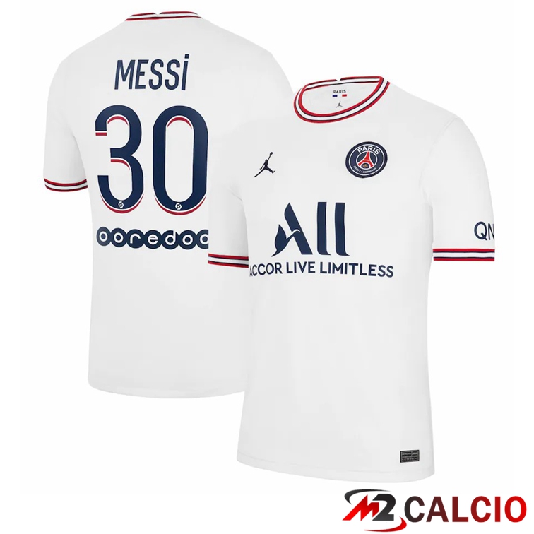 Maglia Jordan Paris PSG (Messi 30) Quattro Bianco 2021/2022