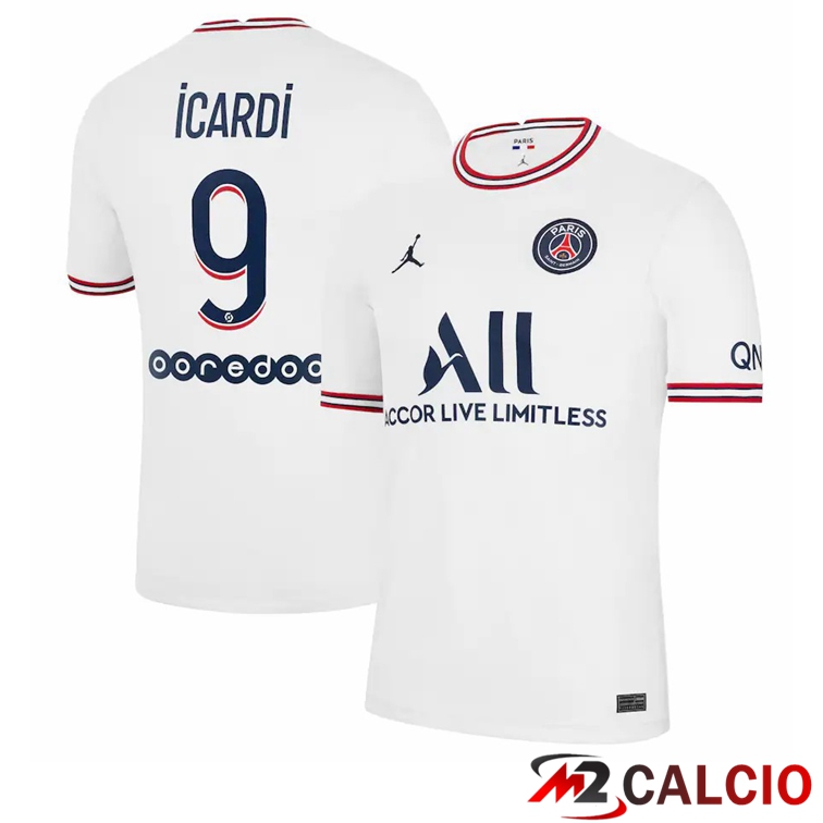 Maglia Jordan Paris PSG (Icardi 9) Quattro Bianco 2021/2022