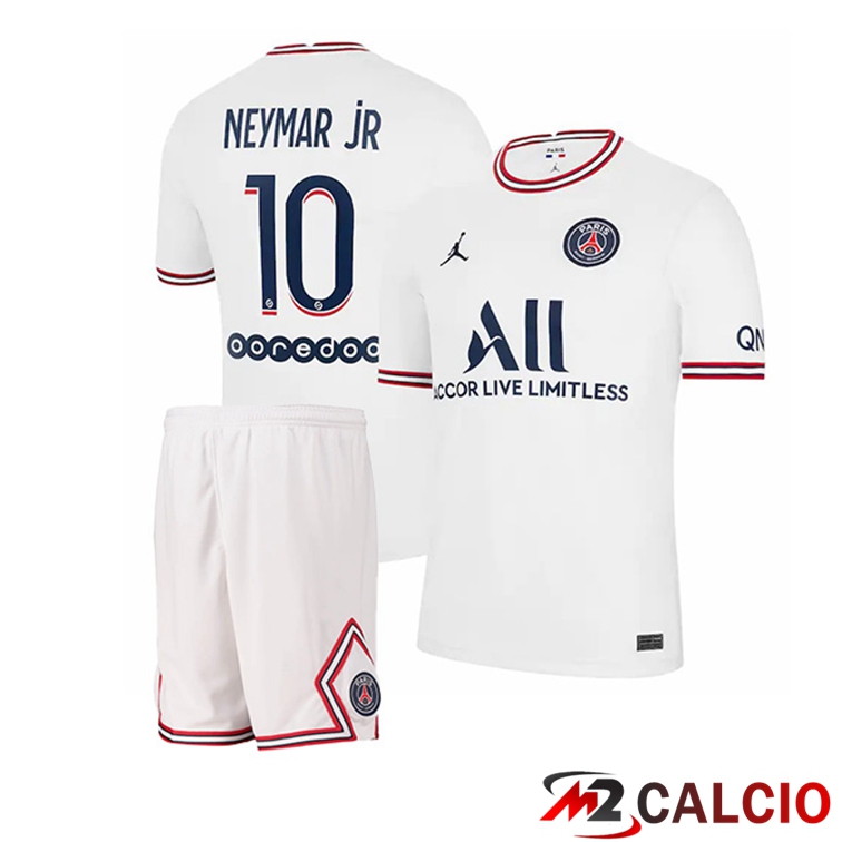 Maglia Jordan Paris PSG (Neymar Jr 10) Bambino Quattro Bianco 2021/2022