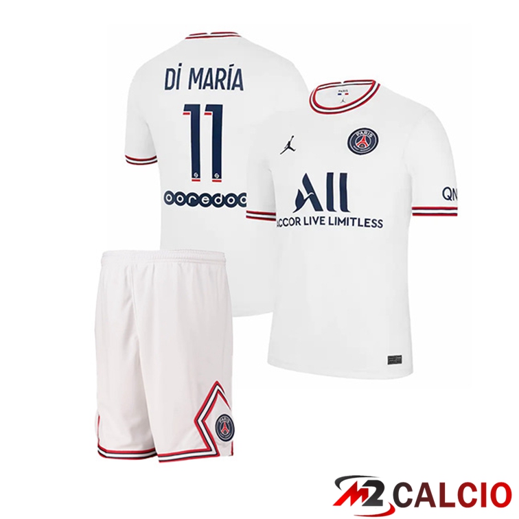 Maglia Jordan Paris PSG (Di Maria 11) Bambino Quattro Bianco 2021/2022