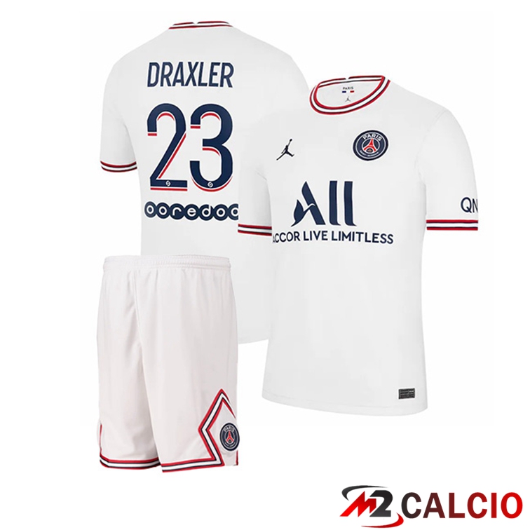 Maglia Jordan Paris PSG (Draxler 23) Bambino Quattro Bianco 2021/2022