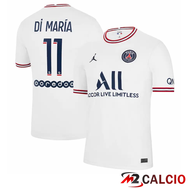 Maglia Jordan Paris PSG (Di Maria 11) Donna Quattro Bianco 2021/2022