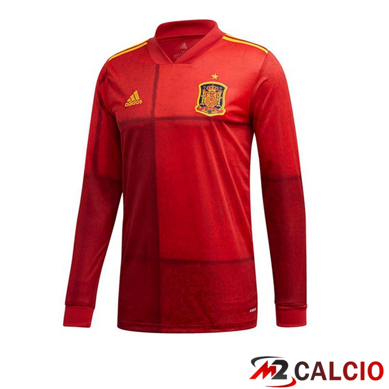 Maglia Nazionale Spagna Prima Manica Lunga Rosso 2020/2021