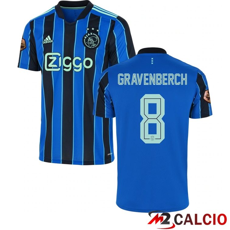 Maglia AFC Ajax（GRAVENBERCH 8）Seconda Blu 2021/2022