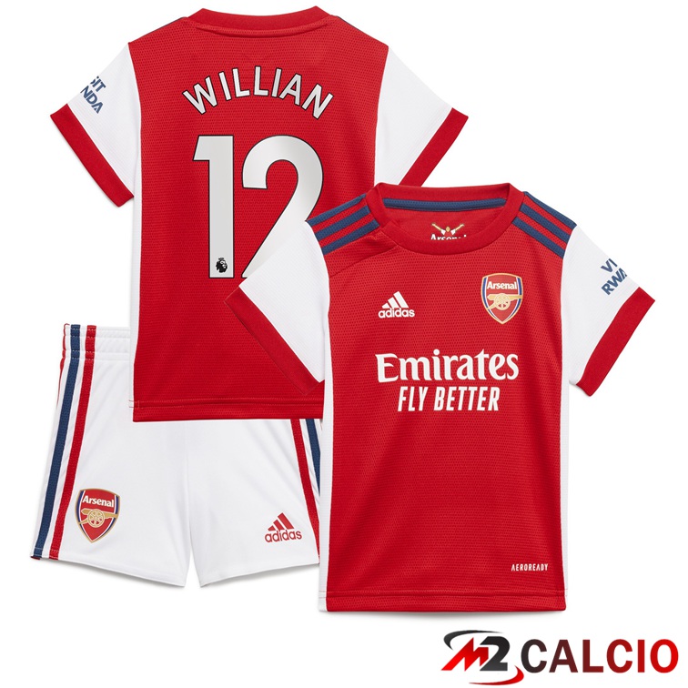 Maglia FC Arsenal (WILLIAN 12) Bambino Prima Rosso/Bianco 2021/2022