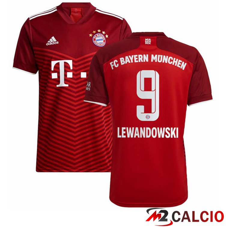 Maglia Bayern Monaco (Lewandowski 9) Prima Rosso 2021/22
