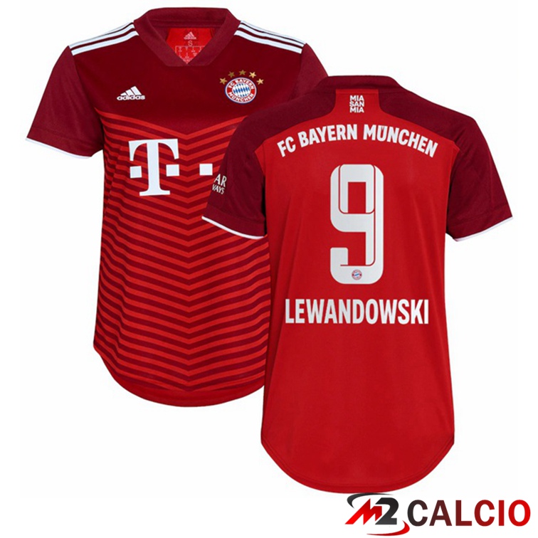 Maglia Bayern Monaco (Lewandowski 9) Donna Prima Rosso 2021/22