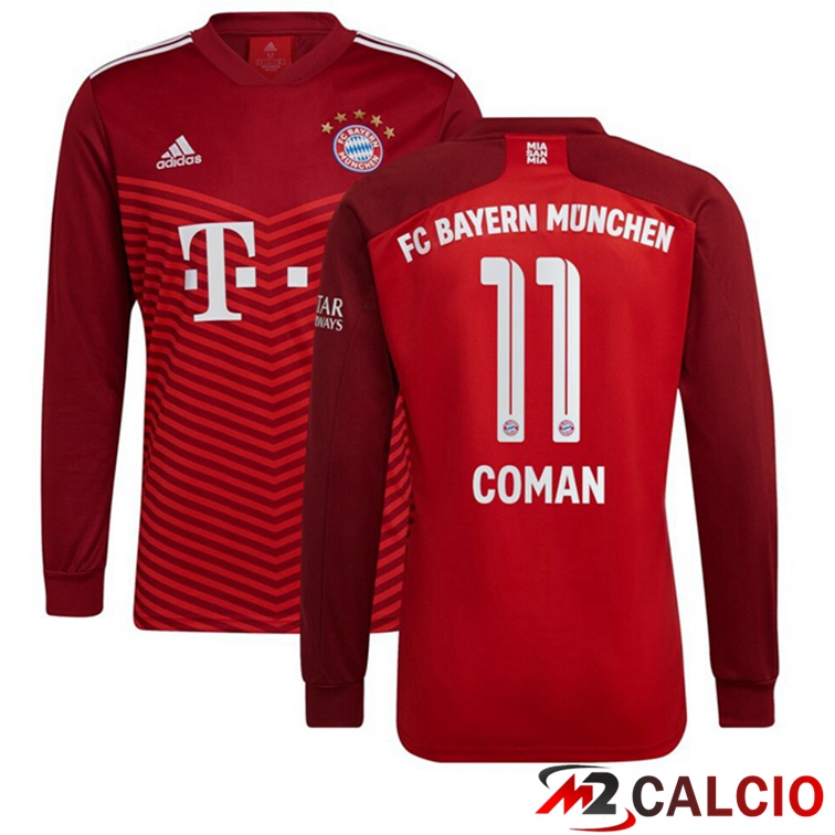 Maglia Bayern Monaco (Coman 11) Manica Lunga Prima Rosso 2021/22