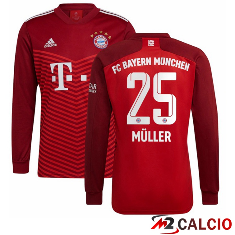 Maglia Bayern Monaco (Müller 25) Manica Lunga Prima Rosso 2021/22