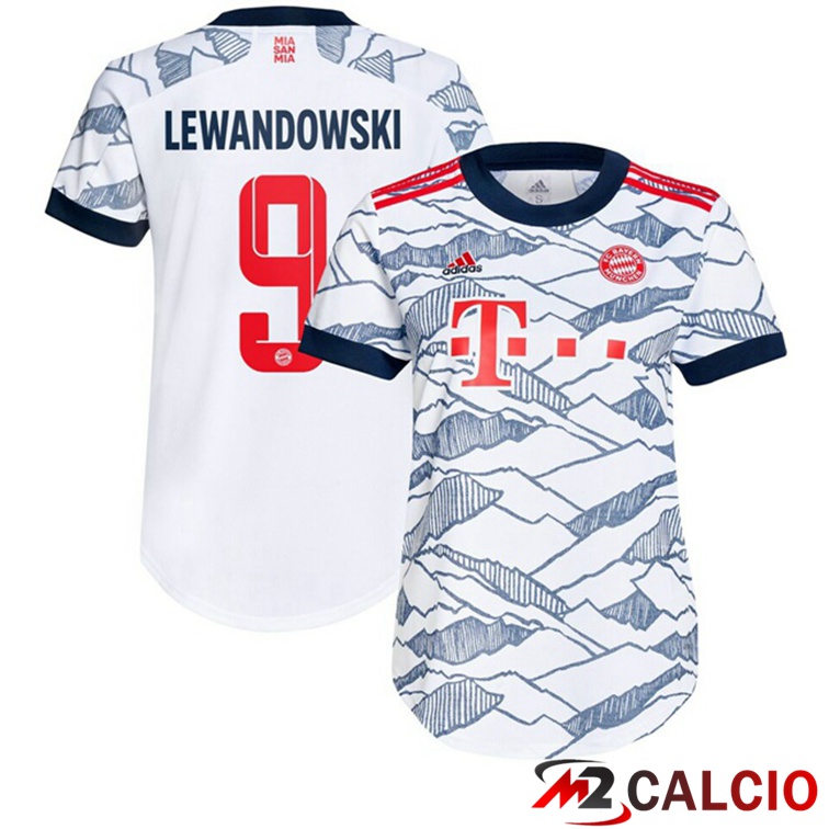 Maglia Bayern Monaco (Lewandowski 9) Donna Terza Bianco 2021/22
