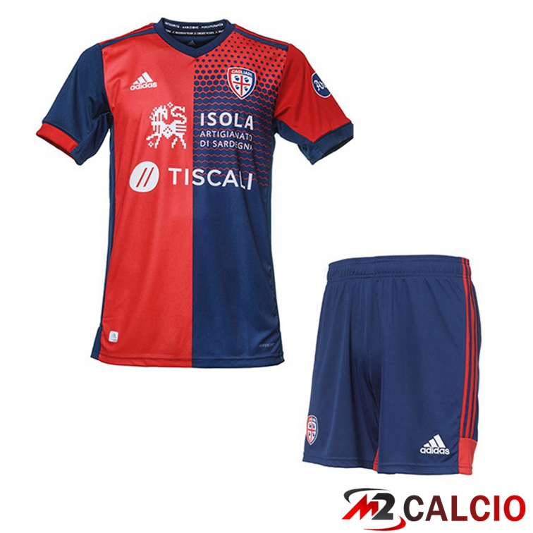 Maglie Calcio Cagliari Calcio Bambino Prima Rosso Blu 21/22
