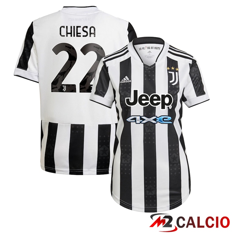 Maglia Juventus (CHIESA 22) Donna Prima Nero/Bianco 2021/2022