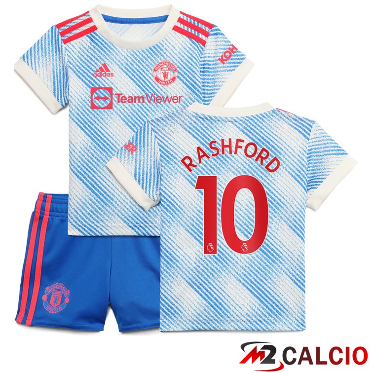 Maglia Manchester United (RASHFORD 10) Bambino Seconda Blu/Bianco 2021/2022