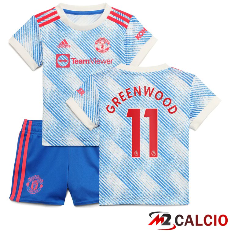 Maglia Manchester United (GREENWOOD 11) Bambino Seconda Blu/Bianco 2021/2022