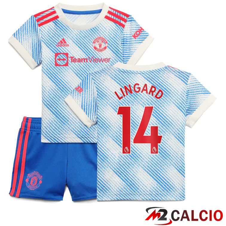 Maglia Manchester United (Lingard 14) Bambino Seconda Blu/Bianco 2021/2022