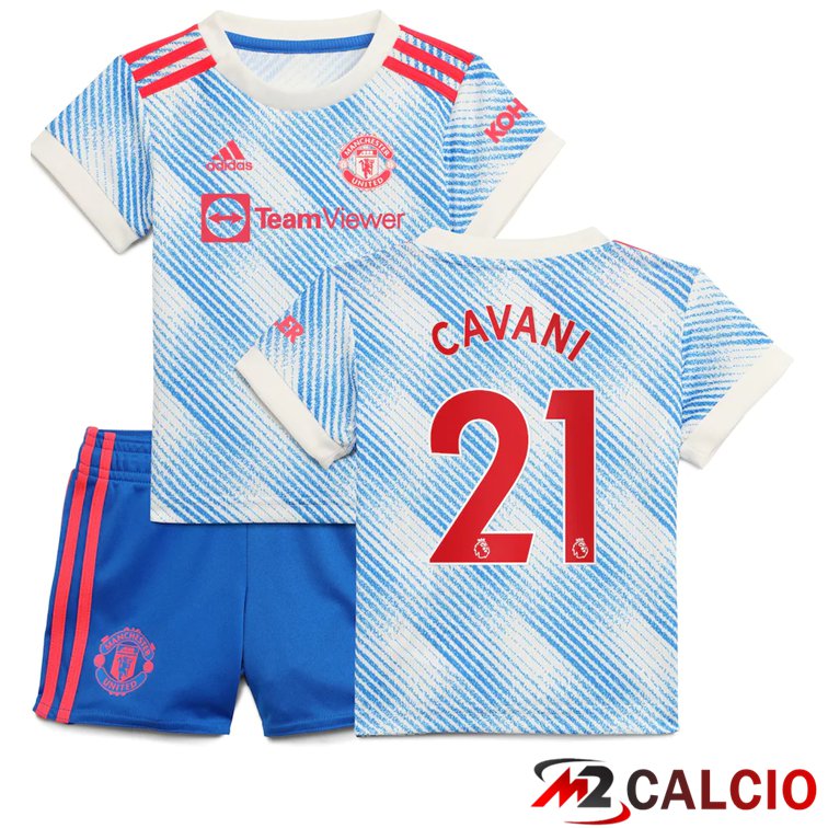 Maglia Manchester United (CAVANI 21) Bambino Seconda Blu/Bianco 2021/2022