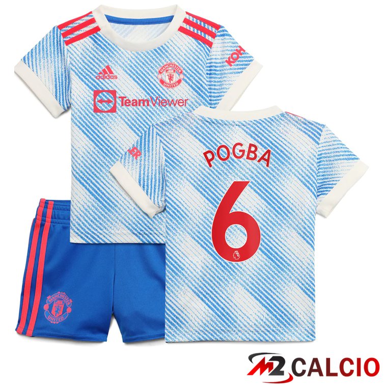 Maglia Manchester United (POGBA 6) Bambino Seconda Blu/Bianco 2021/2022